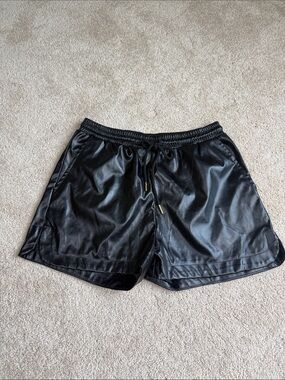 Faux Black Leather Shorts